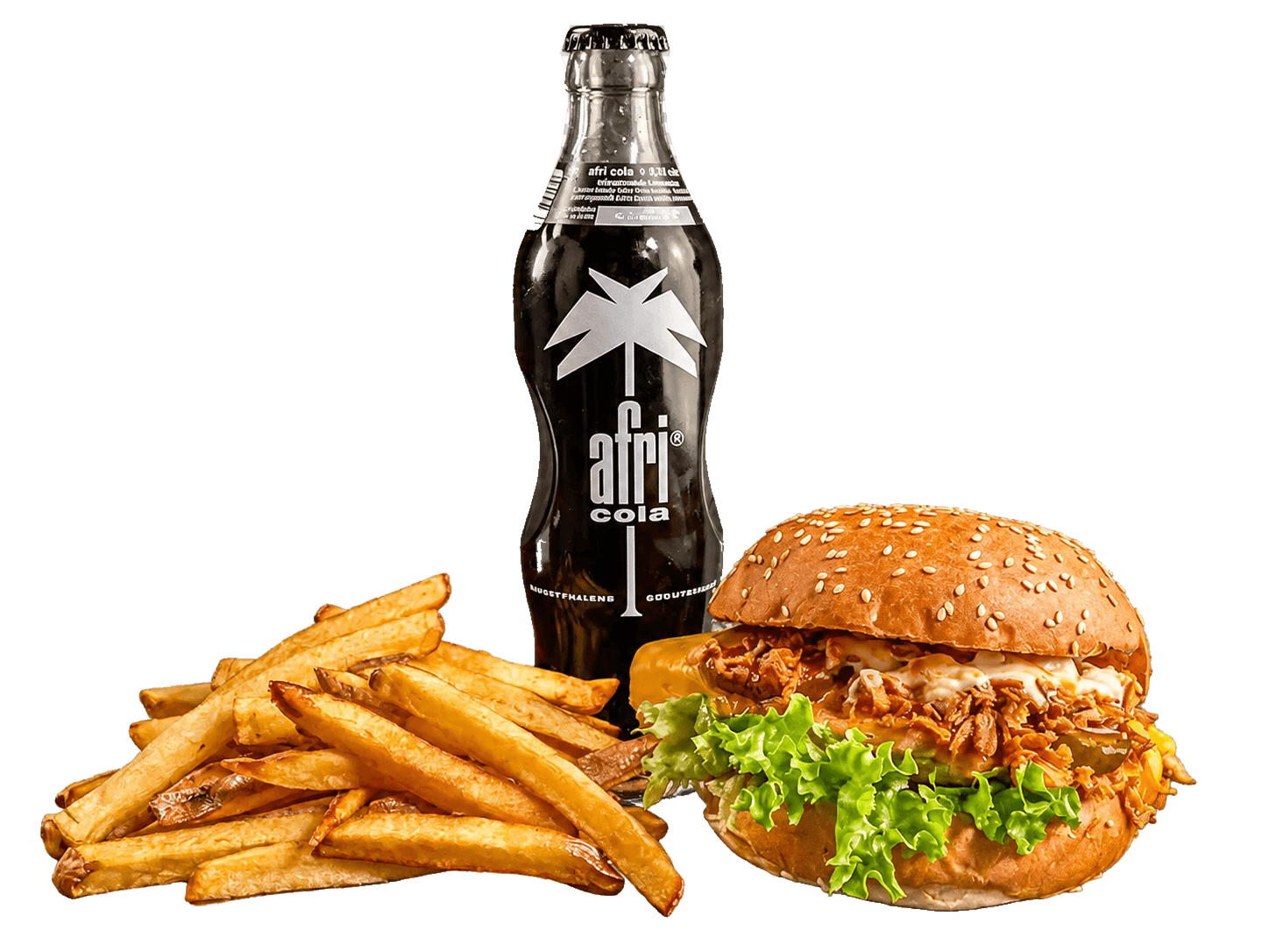 Chickenburger Menü mit Pommes und Getränk