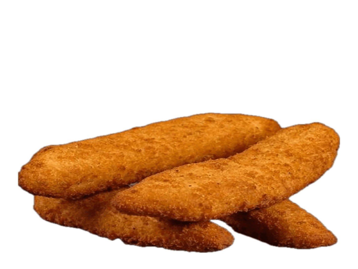 Vier panierte Chicken Sticks