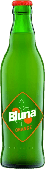 Grüne Glasflasche Bluna Orange